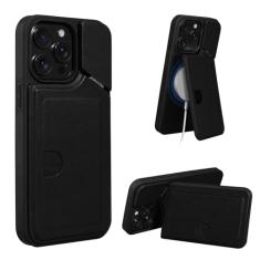 Rssviss Capa carteira para iPhone 15 Pro Max com suporte para cartão, capa flip traseira compatível com Magsafe, capa de couro com compartimento para cartão com suporte de bloqueio de RFID para iPhone