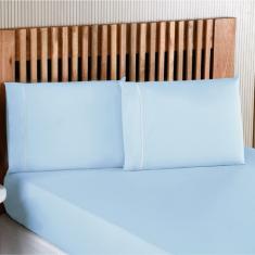 Jogo De Lençol King Percal 200 Fios 3 Peças - Azul