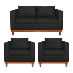 Kit Sofá 3 Lugares e 2 Poltronas Europa 180 cm Estilo Conforto e Elegâ