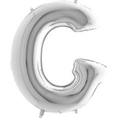 Balão Metalizado Prata Letra G - 1 Metro
