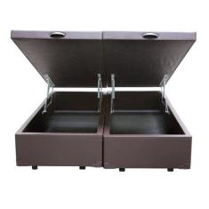 Base Box Baú Queen Bipartido Sintético Marrom 39x158x198