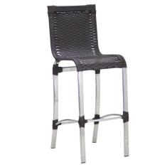 Banqueta Alta Haiti Em Alumínio Para Cozinha, Bistrô Trama Preto