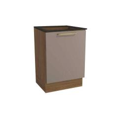 Balcão Cozinha p/Cooktop Botanic M629 top 1 Porta c/Tampo 60cm Nogueira/Fendi/Preto Brilho - Kappesberg