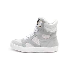 Tenis Sneaker Botinha Couro Cano Alto Unissex Fitness Branco - Bawmi, 