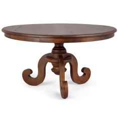 Mesa Redonda Sala de Jantar 6 Lugares 140cm Pé Torneado