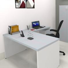 Mesa Reta Natus 40mm 100 Cm 60 Cm Bramov Móveis Branco/cinza Cristal
