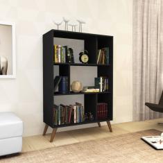 Estante Para Livros Com Nichos Retrô Rt 3015 Preto