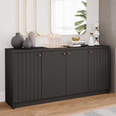 Buffet Aparador 4 Portas 100% MDF Chumbo 152cm Lia Cimol