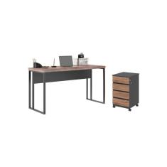 Jogo Gaveteiro com Escrivaninha Equador Noce Preto