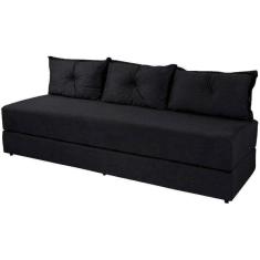 Sofá Cama Multiuso Preto Liso