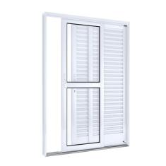 Porta de Aço Balcão 215x150cm com Vidro 3 Folhas Facilita Lucasa Branco