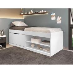 Cama Box Sapateira Solteiro Vanessa Branca com Colchão Framar