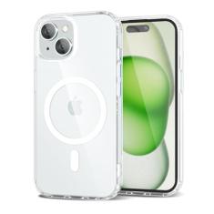 oakxco Capa magnética transparente para iPhone 15, compatível com Magsafe, fina, fina, transparente, não amarela, amortecedor de silicone macio híbrido e capa protetora de plástico rígido para