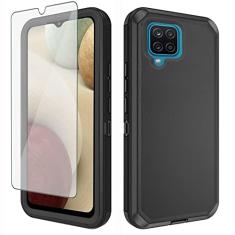 Asuwish Capa de telefone para Samsung Galaxy A12/M12 com protetor de tela de vidro temperado e capa de celular híbrida resistente à prova de choque acessórios de proteção Glaxay A 12 5G Gaxaly A-12