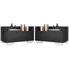 Kit c/ 2 Mesas de Cabeceira 60 cm c/ Pés Quadrados Multimóveis Preta/B