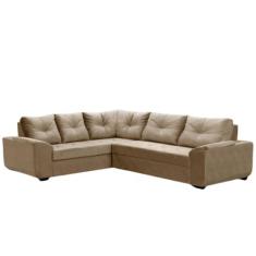 Sofá de Canto Mustang 5 Lugares Veludo Bege 204x250cm - Megasul