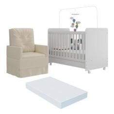 Berço Americano 3x1 com Colchão Incluso Poltrona de Amamentação Multim