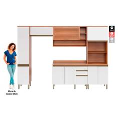 Cozinha Modulada Completa Thela Macadâmia 5 Peças (2aéreos+1balcão+2paneleiros) Czc20 Freijo-branco - Telasul