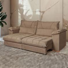 Sofá Retrátil E Reclinável 3 Lugares 230cm Italia Bege