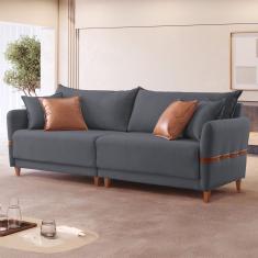 Sofá 4 Lugares Living 225cm Canela Cinza/marrom