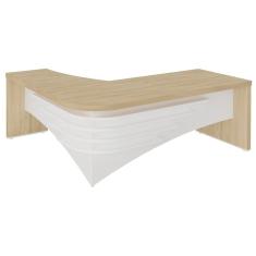 Mesa Tamburato Diretor Em L Escritório Home Office Carvalho branco