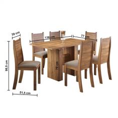 Mesa De Jantar Carmen 6 Cadeiras Estofadas Em Veludo Viero Imbuía Com Pérola