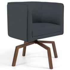 Poltrona Decorativa Giratória Base Ka Madeira Betina C-317 Veludo Cinza - Domi