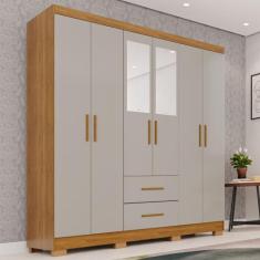 Guarda-roupa Casal com Espelho 6 Portas 2 Gavetas Estrela Premium - Sa