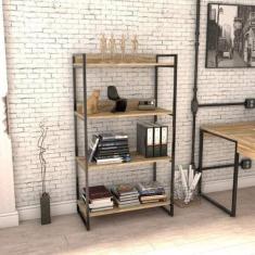 Estante de Livros Industrial Aço 80cmx145cm 4 Prateleiras Kuadra - Com