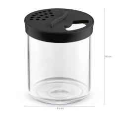 Pote Farinheiro Porta Mantimentos Transparente com Tampa Preta de Plástico UZ