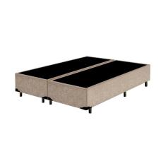Cama Box Blindado Queen Bipartido NK Camas Suede Bege 40x158x198