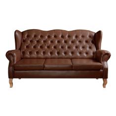 Sofá Imperador 3 Lugares Estilo Chesterfield Retrô Colonial