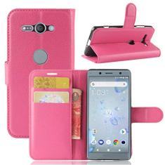 Sony Xperia XZ2 Capa compacta, capa carteira flip de couro PU premium com compartimento para cartão, suporte e fecho magnético [capa interior à prova de choque de TPU] Compatível com SONY Xperia XZ2