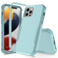 Capa de 3 camadas para iPhone 15 14 13 12 11 Pro Max Mini XR XS Max 8 7 15Plus SE 2020 Luxury Armor Soft Bumpers Capa dura, verde, para iPhone 12 Mini