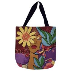 Sacola de tecido para mulheres afro-americanas, bolsa de ombro para trabalho, academia, viagens, compras, presente, arte de meninas negras, com zíper, Multicolorido, One Size
