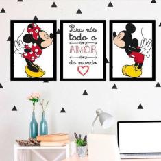 Kit 3 Quadros Mickey e Minnie Todo o Amor 45x34cm - Quadros On-line, A