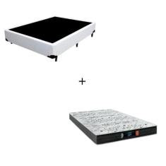 Cama Box Casal - Tecido Sintético Branco com Colchão Extra Firme D28 - Suporta 80Kg