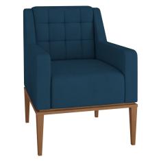 Poltrona Decorativa Sala Estar Madonna Suede Azul Gran Belo