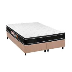 Cama Box Queen: Colchão Espuma D33 Castor Black E White Double Face + Base Crc Suede Clean(158X198)