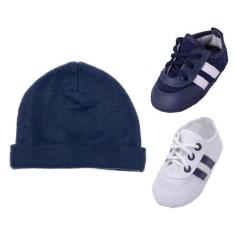 Kit 2 Pares Sapatinho De Bebê Tênis + Touca Gorro Soft Ref.211 - Nina 