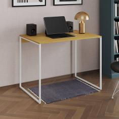 Escrivaninha Industrial Office Canela 90x53 Grécia Base Ferro Branco