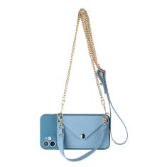 Capa de telefone carteira portátil com corrente crossbody para Samsung S22 Note 20 Ultra 10 Lite S20 S21 A21S 51 71 31 41 50 70 12 A32 42 A52 72, azul, para Samsung S20 Ultra