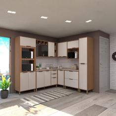 Cozinha Completa C 8 Peças Vidro Reflecta Tampos E Paneleiro Aspen Luciane Móveis Vanilla-beige