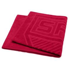 Toalha de Banho Praia e Piscina Escudo São Paulo Oficial Times Buettner Jacquard Relevo cor Vermelho