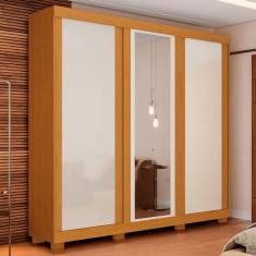 Guarda Roupa Zara 3Pts La 243 Com Espelho 100% Mdf - Cinamomo/Off White/Cinamomo - Acp