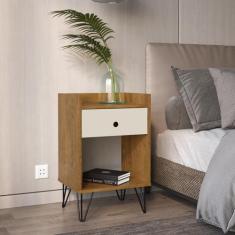 Mesa de Cabeceira Gabriela cor Freijó com Off White - COMPRAR MOVEIS