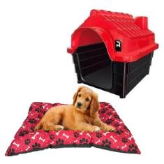 Casinha Cachorro Desmontável N3 + Colchonete Cama 50x40 Rosa - MecPet