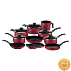Jogo de Panelas Tramontina Turim Vermelha Antiaderente Starflon Max 10