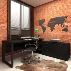 Mesa de Escritório Diretor em L Industrial 190cm Pés Metal - F5 Office