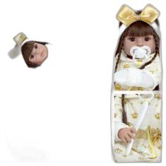 Boneca Bebê Reborn Realista Linda 16 Itens Bolsa Maternidade - Cegonha